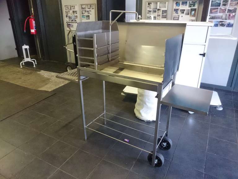 Custom made braai - stainless steel - with grid, coal maker, lid and potjie hook