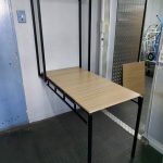 Table Transformed from a Wall Mounted Shelf